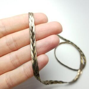 Vintage Sterling Silver Braided Chain Necklace, 20 Inches Long, Made In Italy